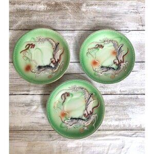 Vintage Dragon Ware Dragon‎ Saucers Set Of 3 Collectible Dishware